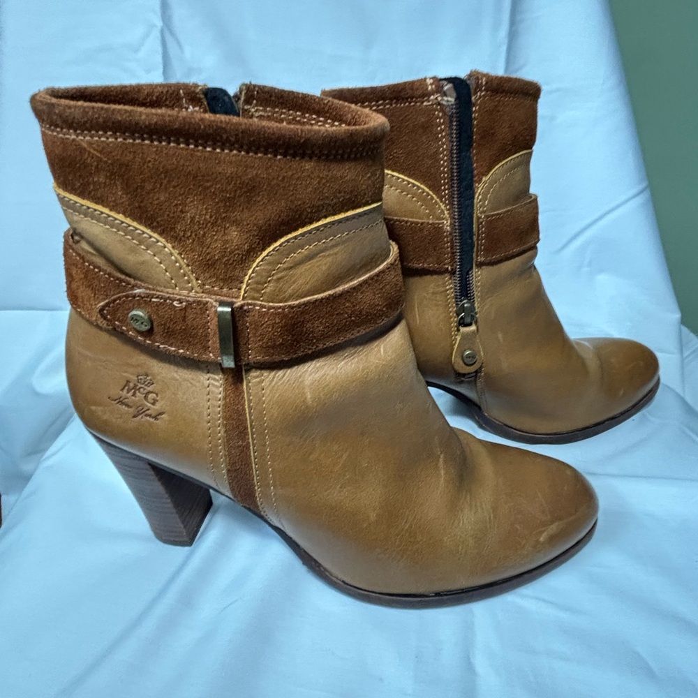 McGregor Tan Heeled Boots with Suede Accents